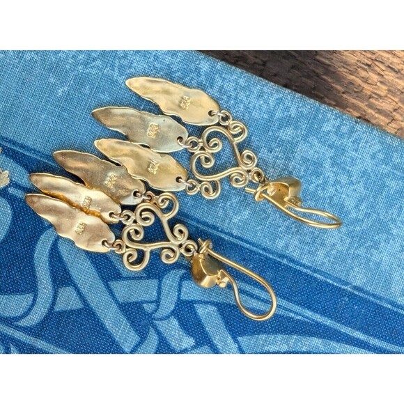 Vintage Sterling Gold Vermeil Blue Moonstone  Earrings, Romantic Gift - Picture 7 of 10